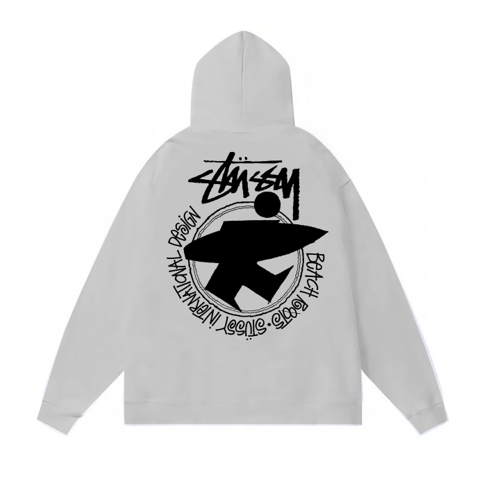 STUSSY SURF PRINT HOODIE GREY