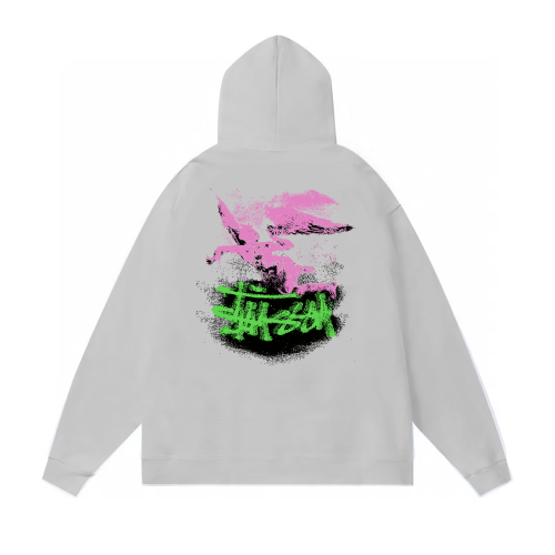 STUSSY PEGASUS PRINT HOODIE GREY