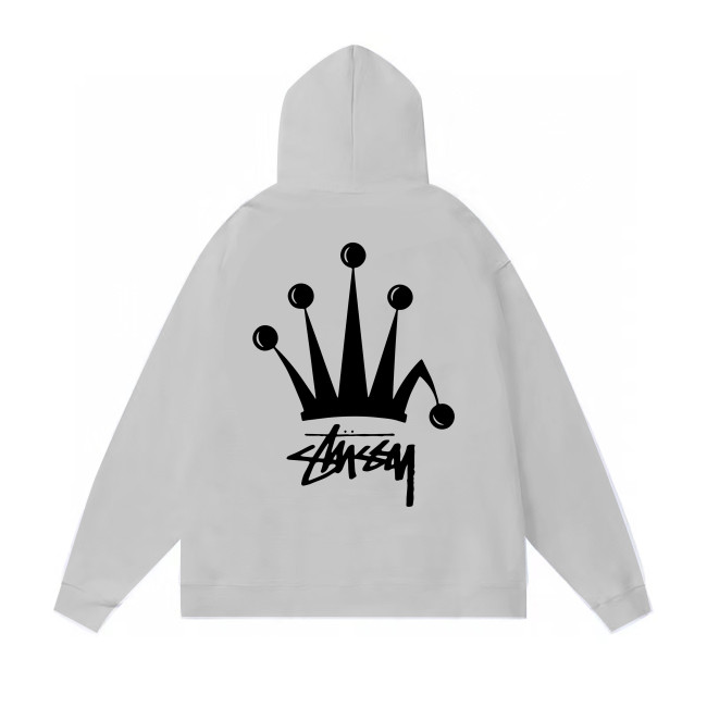 STUSSY CROWN PRINT HOODIE GREY