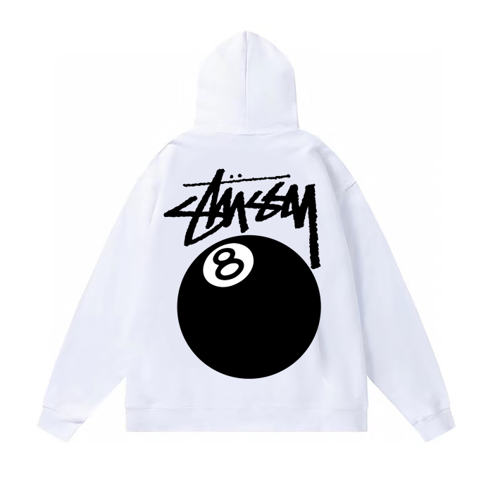 STUSSY BALL 8 HOODIE WHITE