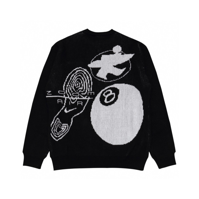 STUSSY BALL 8 PRINT SWEATER BLACK