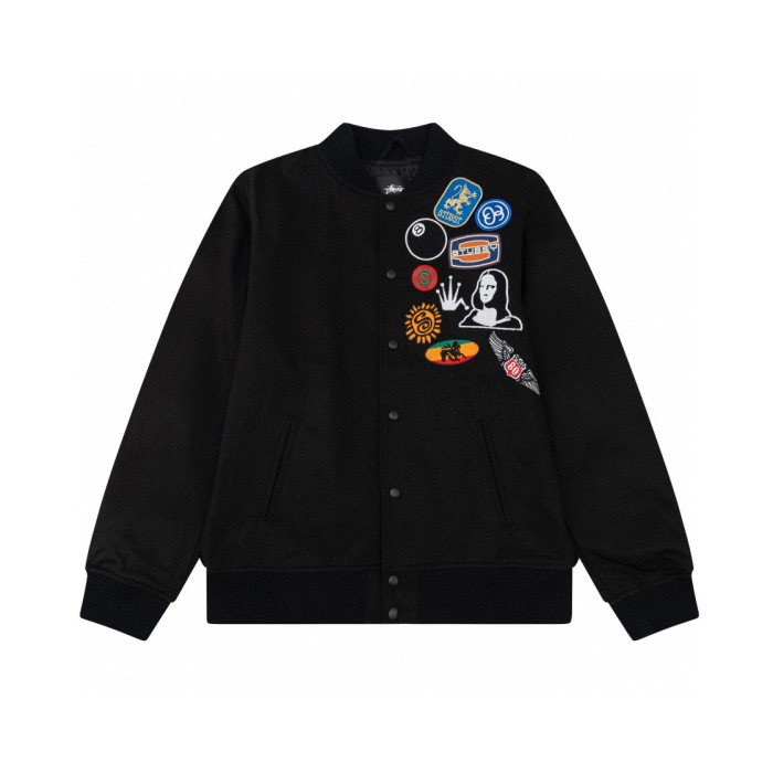 STUSSY LOGO PRINT JACKET BLACK