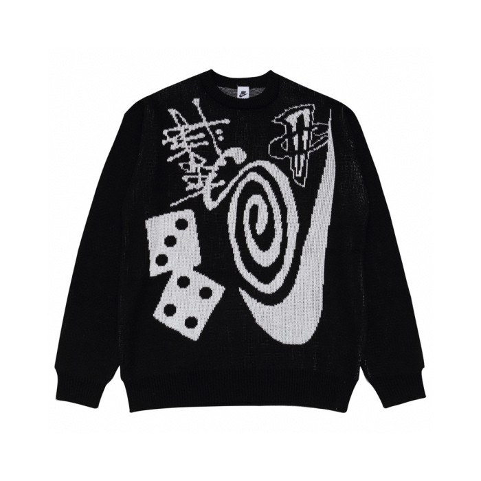 STUSSY BALL 8 PRINT SWEATER BLACK