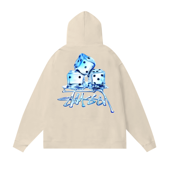 STUSSY DICE PRINT HOODIE CREAM