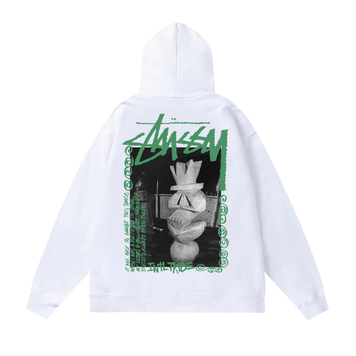 STUSSY PLASTER STATUE PRINT HOODIE WHITE