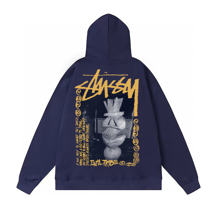 STUSSY PLASTER STATUE PRINT HOODIE NAVY