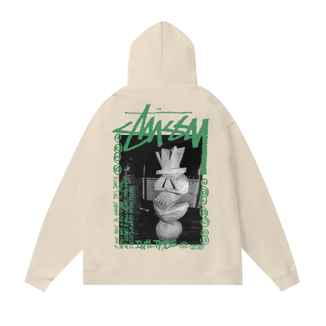 STUSSY PLASTER STATUE PRINT HOODIE CREAM