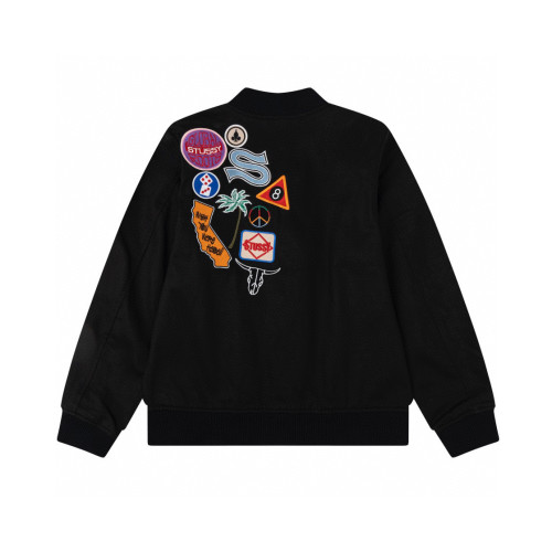 STUSSY LOGO PRINT JACKET BLACK