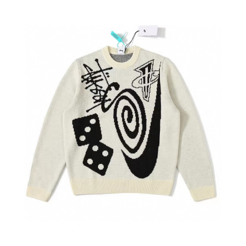 STUSSY BALL 8 PRINT SWEATER BEIGE