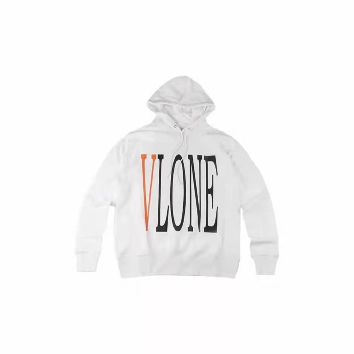 VLONE Logo Print Hoodie White/Orange