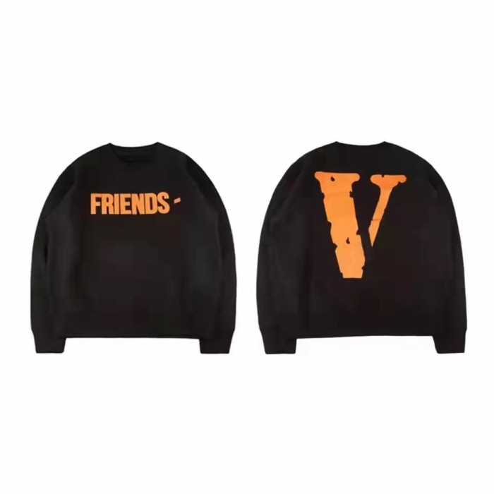 VLONE Letters Logo Print Hoodie Black/Orange