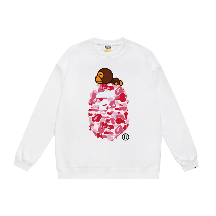 A Bathing Ape Logo Hoodie White/Pink