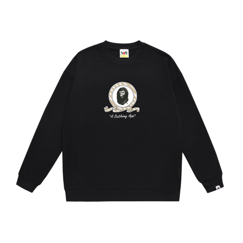 A Bathing Ape Logo Print Hoodie Black