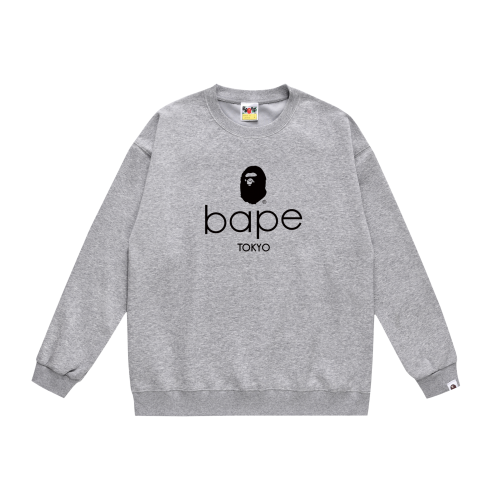 A Bathing Ape Simple Logo Print Hoodie Grey