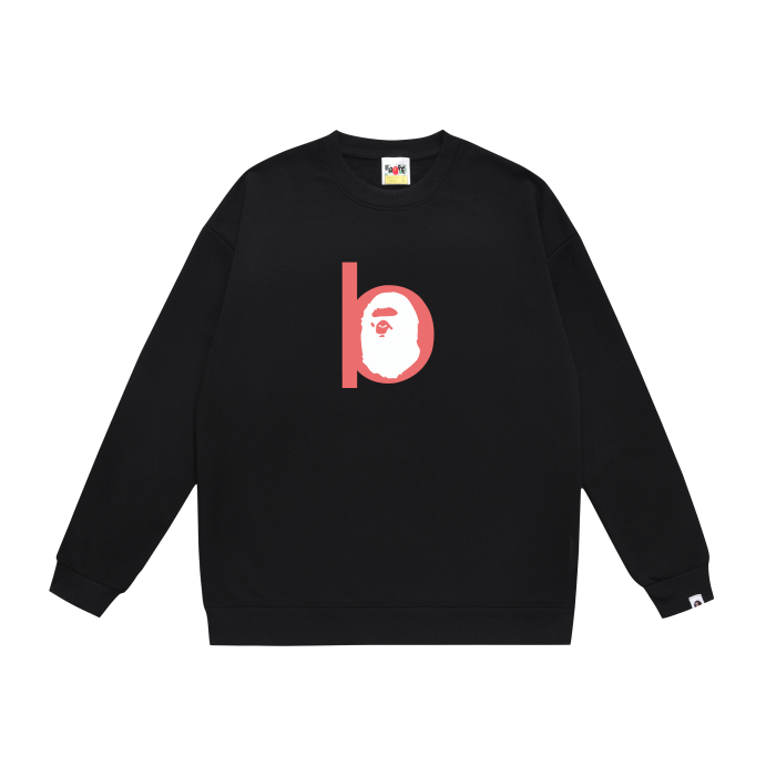 A Bathing Ape Red letter B Print Hoodie Black