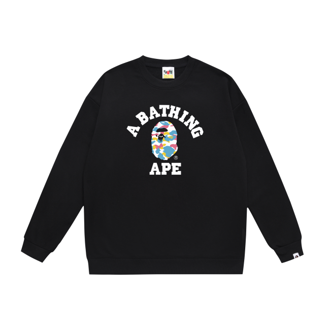 A Bathing Ape Contrasting Colors Logo Print Hoodie Black