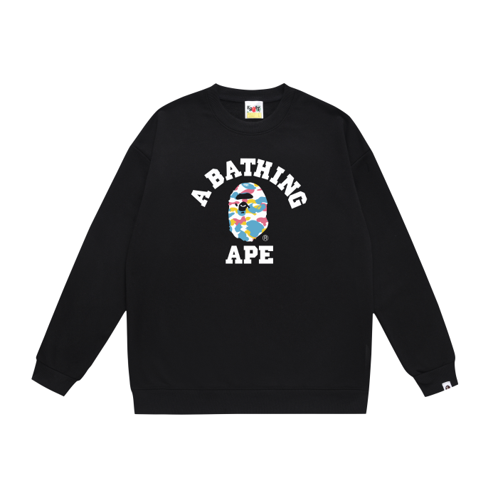 A Bathing Ape Contrasting Colors Logo Print Hoodie Black