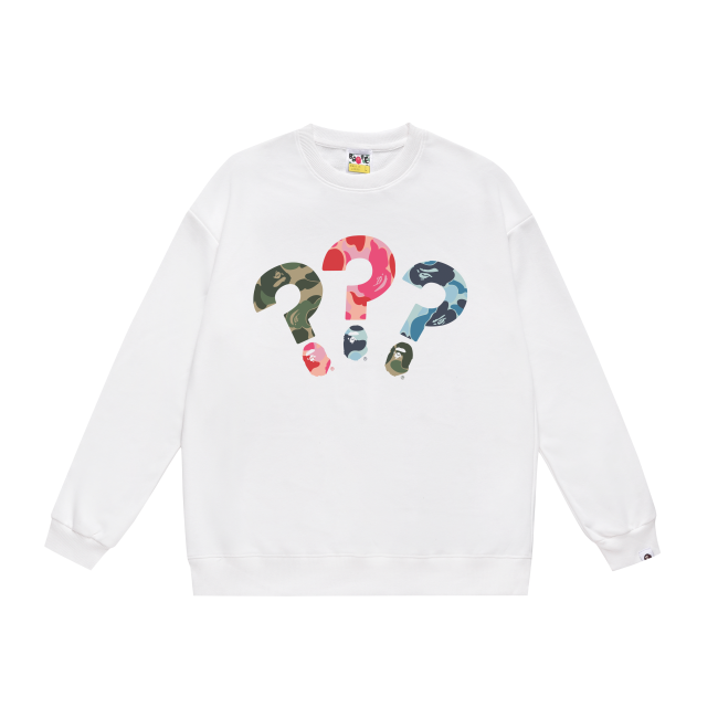 A Bathing Ape Three Color Question Mark Print Hoodie White
