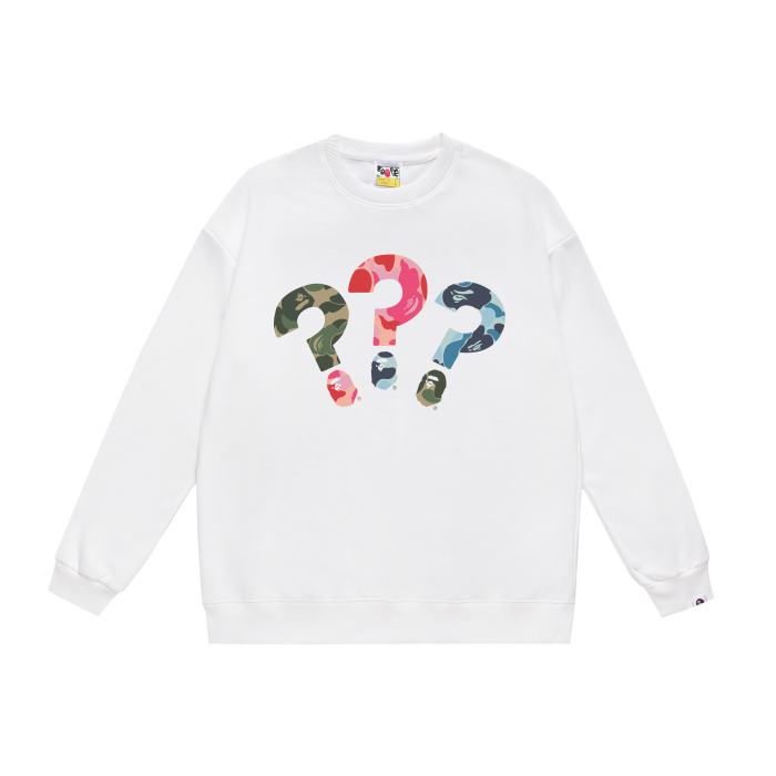 A Bathing Ape Three Color Question Mark Print Hoodie White