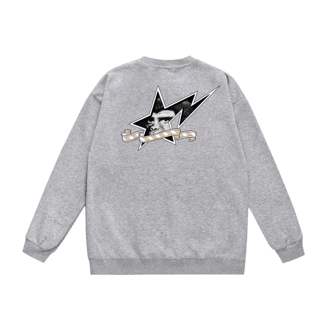 A Bathing Ape Logo Print Hoodie Grey