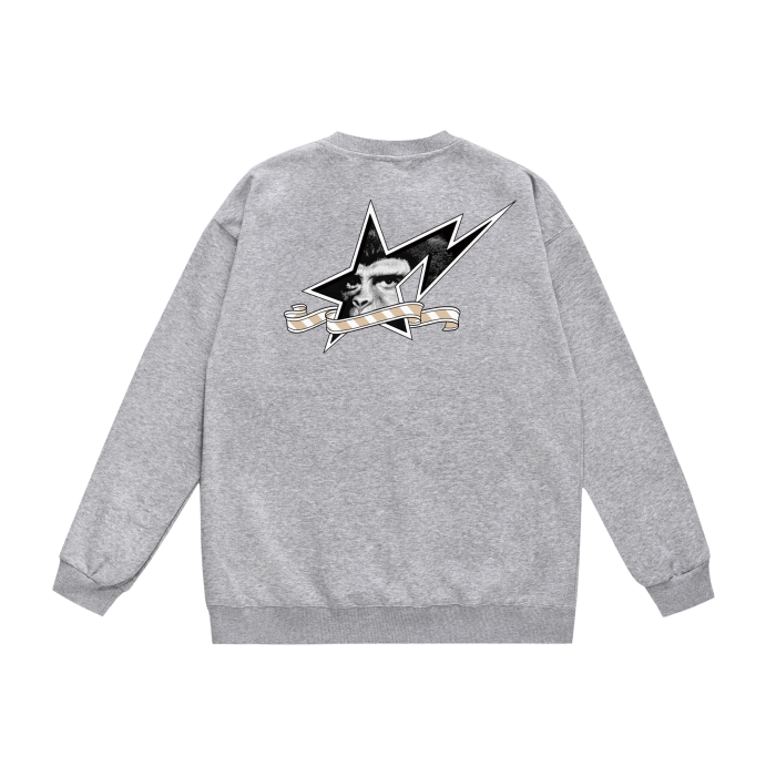 A Bathing Ape Logo Print Hoodie Grey