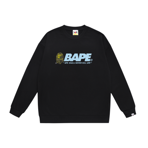 A Bathing Ape Letter Print Hoodie Black