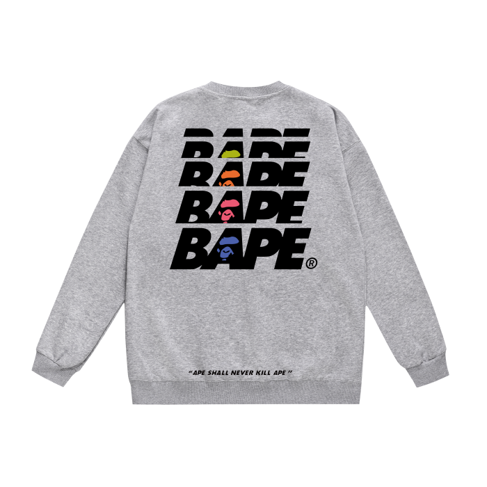 A Bathing Ape Letter Print Hoodie Grey