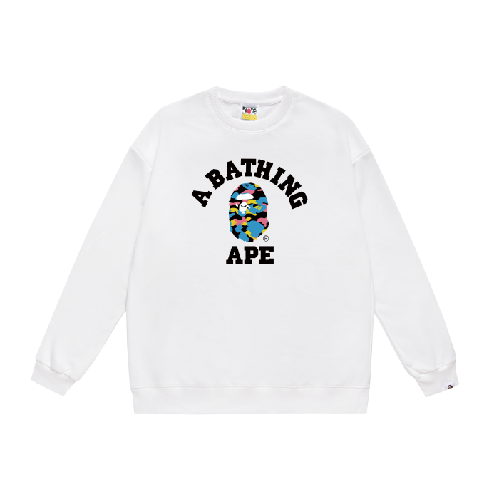 A Bathing Ape Contrasting Colors Logo Print Hoodie White