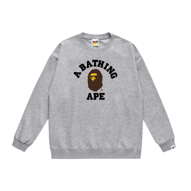 A Bathing Ape Classic Logo Print Hoodie Grey