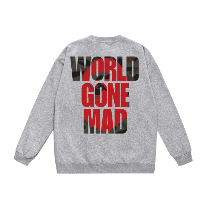 A Bathing Ape World Gone Mad Print Hoodie Grey