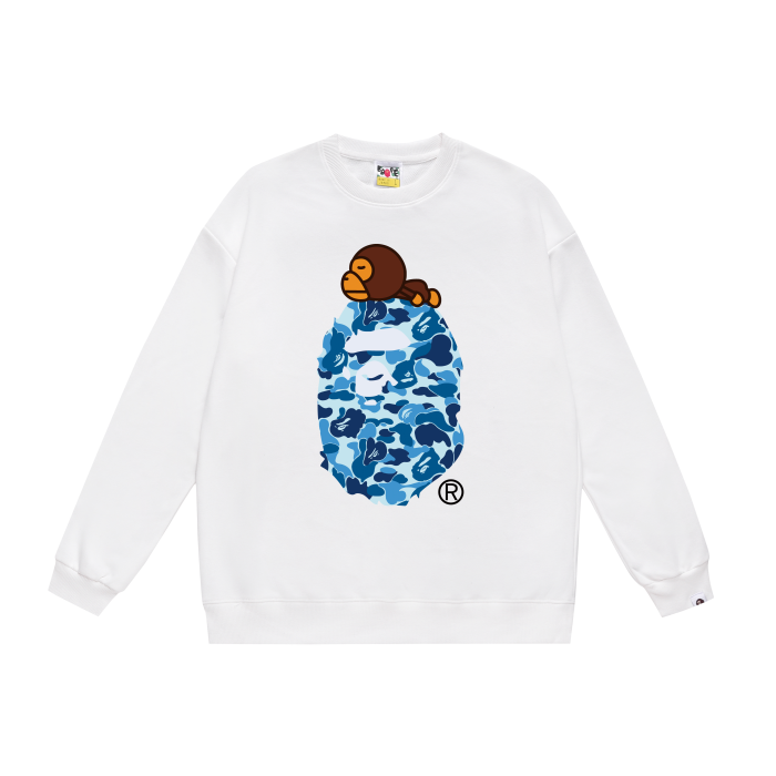 A Bathing Ape Logo Hoodie White/Blue
