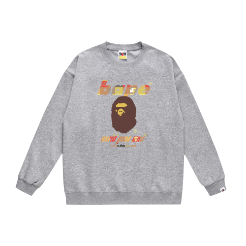 A Bathing Ape Logo Print Hoodie Grey