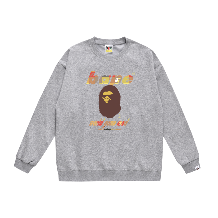 A Bathing Ape Logo Print Hoodie Grey