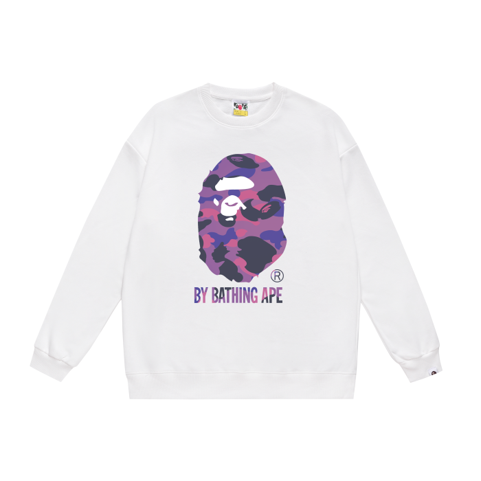 A Bathing Ape Logo Hoodie Purple/White