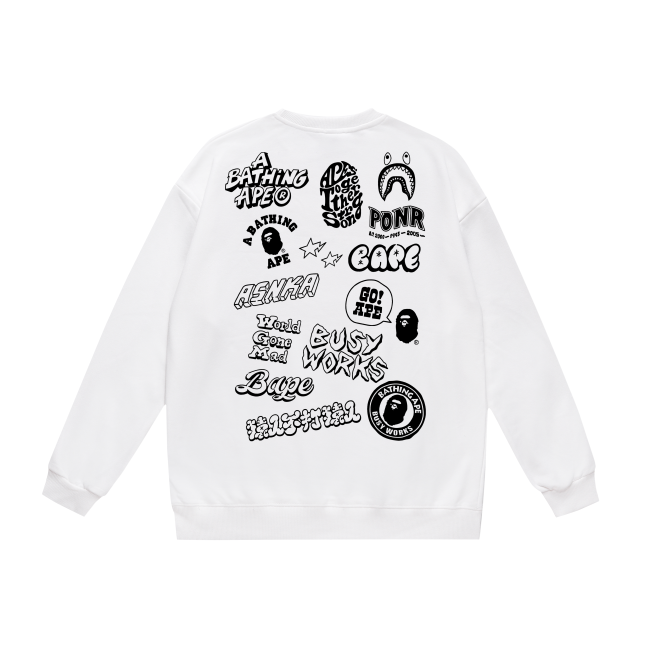 A Bathing Ape Graffiti Logo Print Hoodie White