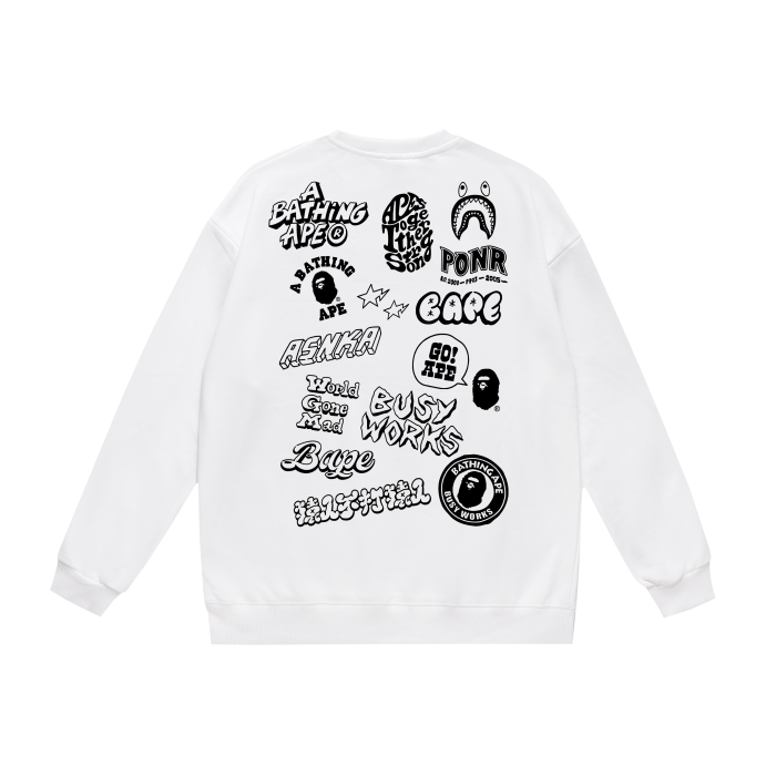 A Bathing Ape Graffiti Logo Print Hoodie White