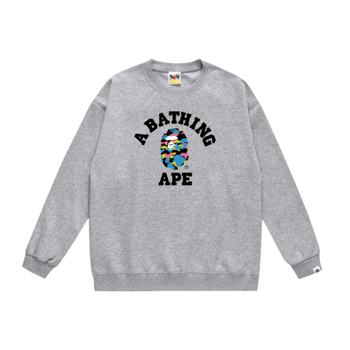 A Bathing Ape Contrasting Colors Logo Print Hoodie Grey