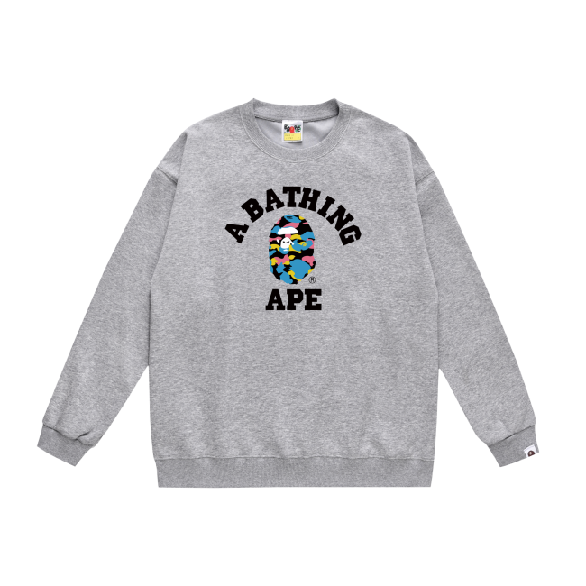 A Bathing Ape Contrasting Colors Logo Print Hoodie Grey