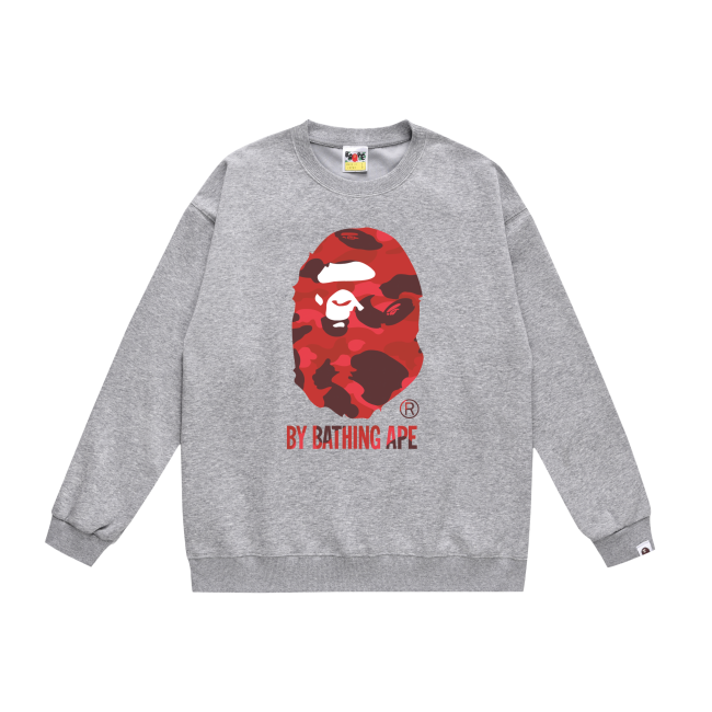 A Bathing Ape Logo Hoodie Grey/Red