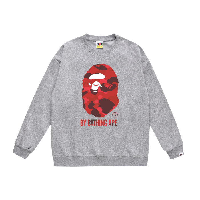A Bathing Ape Logo Hoodie Grey/Red