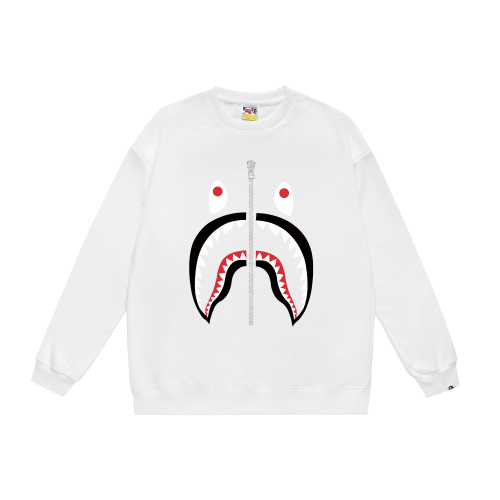 A Bathing Ape Shark Mouth Print Zipper Hoodie White