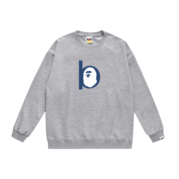 A Bathing Ape Blue letter B Print Hoodie Grey