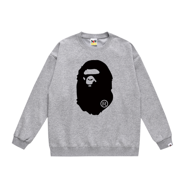 A Bathing Ape Big Logo Print Hoodie Grey