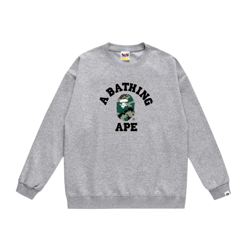 A Bathing Ape Letter Camouflage Logo Print Hoodie Grey