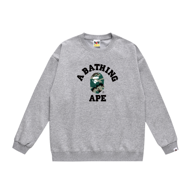 A Bathing Ape Letter Camouflage Logo Print Hoodie Grey