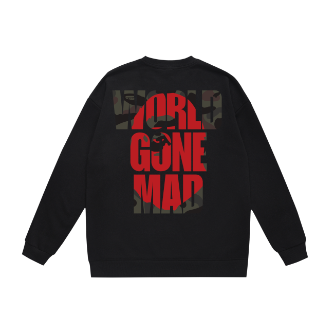 A Bathing Ape World Gone Mad Print Hoodie Black