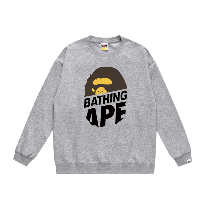 A Bathing Ape Letters Logo Print Hoodie Grey