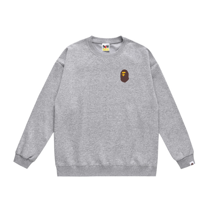 A Bathing Ape Letter Badge Print Hoodie Grey