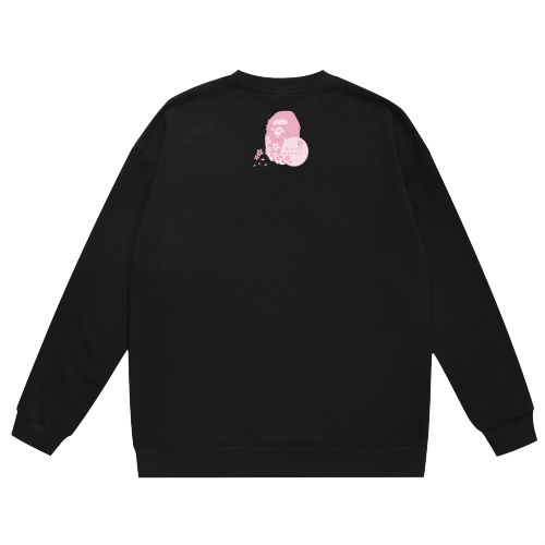 A Bathing Ape Pink Cherry Tree Logo Print Hoodie Black