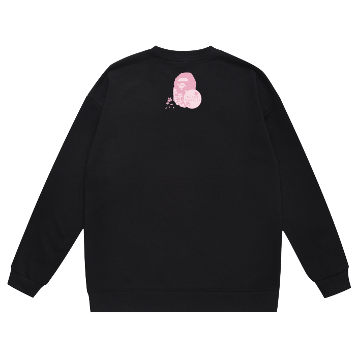 A Bathing Ape Pink Cherry Tree Logo Print Hoodie Black